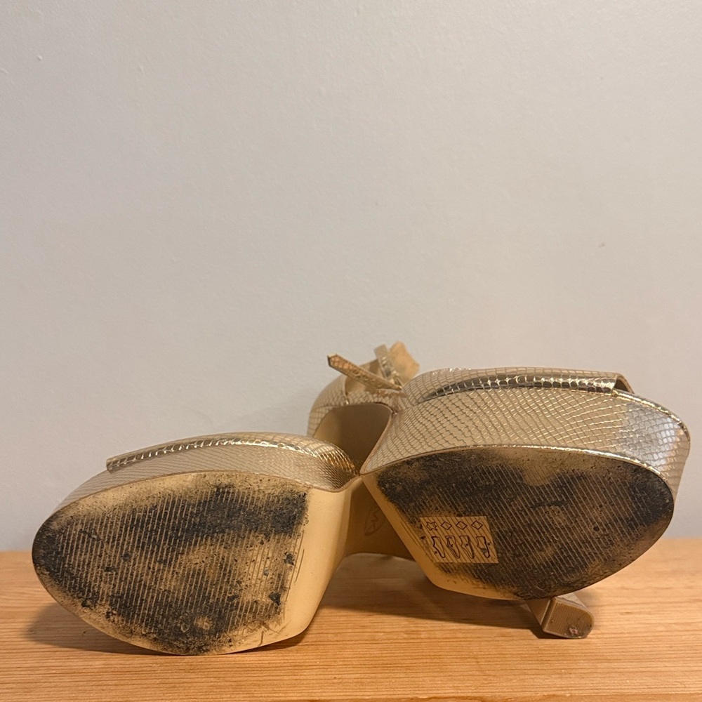Michael Kors Gold Snake Print Platform Heels - Picture 3 of 5